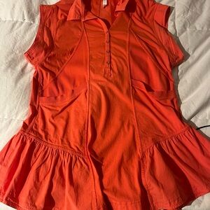 Women's Anthropology Bright Orange Short-Sleeve Polo Mini Dress